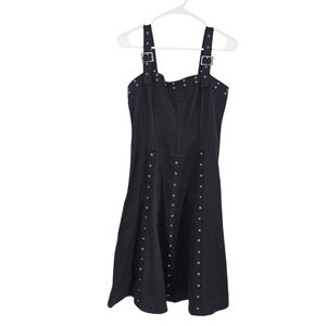 Tripp NYC Y2k Dress Black Goth Grommet Buckle Strap Sleeveless Size L